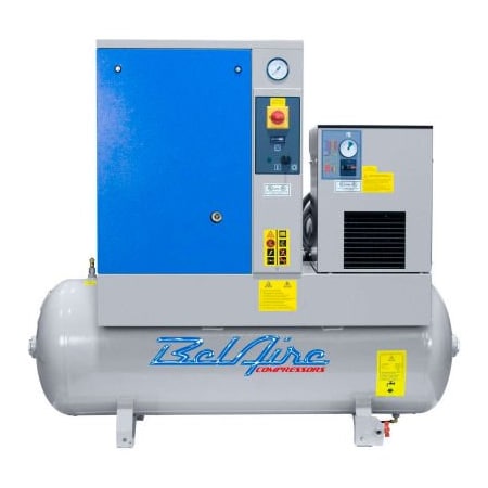 Quincy Compressor Belaire BR5501D, 5HP, Rotary Screw Comp, 60 Gallon, Horizontal, 150 PSI, 16.6 CFM, 1-Phase 208-230V 4152011804